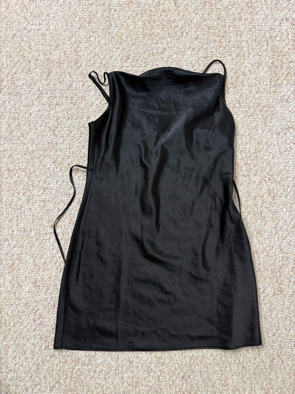 Black Satin Slip Dress - Women